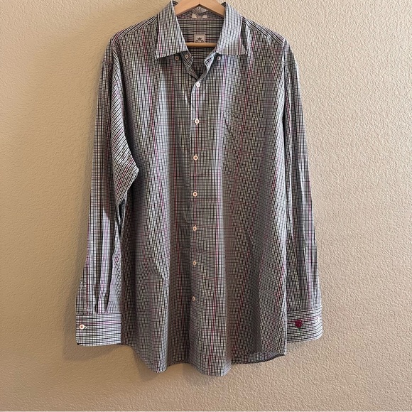 Peter Millar Gingham Pattern Long Sleeve Button Down Shirt Size XL - Picture 2 of 12